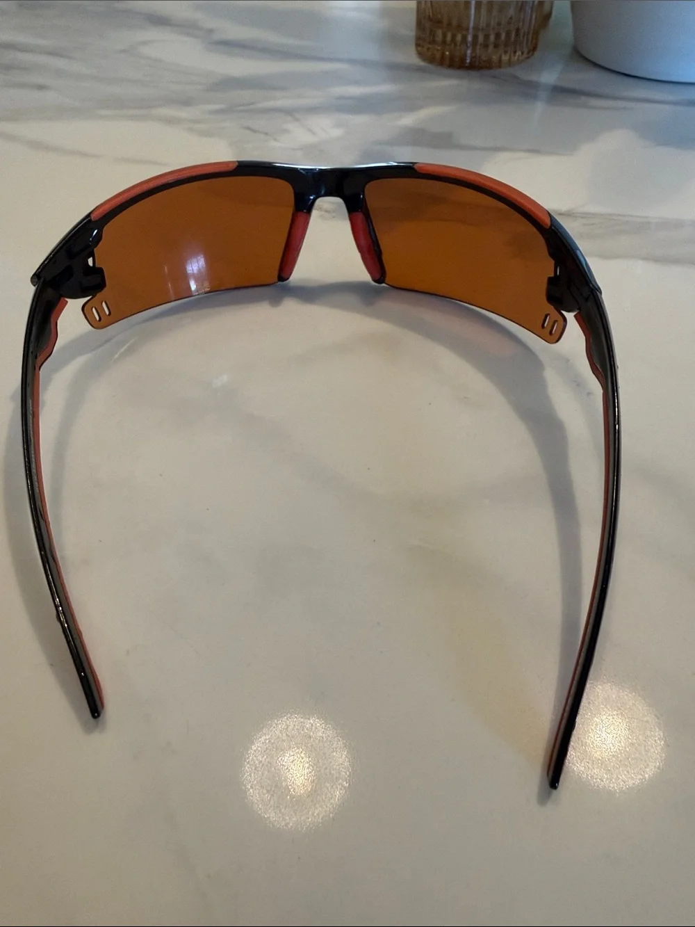 Sporty Wraparound Sunglasses with Red Lenses